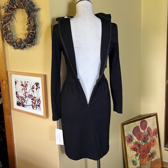 Vintage STEVEN STOLMAN Size 6 Draped Wool Midi-Dress Zip-Back Modest DeadStock - Picture 8 of 17